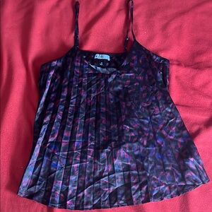 Women's Black and Purple Pleated Top